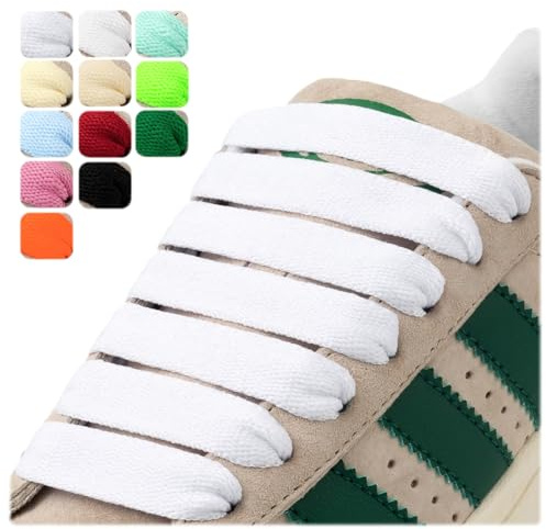 Puzeam 2 Paia di Lacci Piatti, Larghezza 15 mm, Stringhe Scarpe Ricambio per Scarpe da Ginnastica e Sneaker, Scarpe Sportive Bianco 160