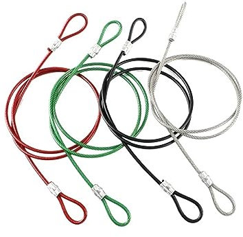 OZXJW Anschlagseil-Kabelhebebaugruppen aus Edelstahl mit 2–6 mm Durchmesser, 1–10 m, mit befestigten Ösenschlaufen und roter/schwarzer/grüner Beschichtung(Red,2METERS_5MM)