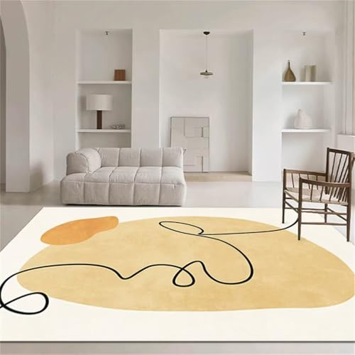 Xiaosua Teppich Wohnzimmer Kurzflor140x200CM Waschbare Teppiche Teppich kinderzimmer waschbar Frisches und Schlichtes Design, bequemer und waschbarer Teppich Gelb