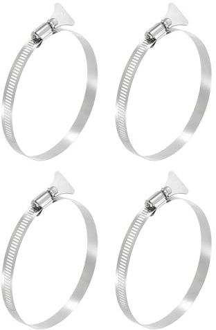sourcing map 4Pcs Stainless Steel Hose Clamps Worm Gear Hose Clamp, 91-114mm (3-5/8to 4-1/2) Adjustable Thumb Screw Key Type Clamps Fuel Line Clamps 12mm Bandwidth for Plumbing, Automotive