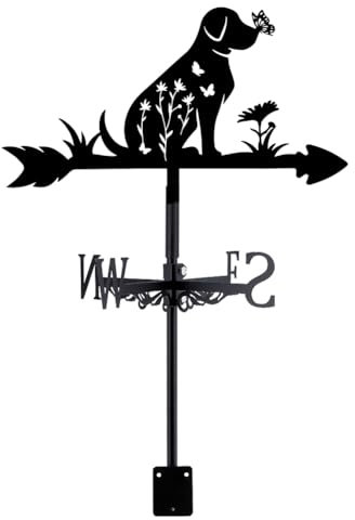 SUPERDANT Banderuola Segnavento per Cani Fiore per Cani Farfalla Segnavento da Metallo Direzione Del Vento Banderuola Vento Nero Segnali Tetto Fattoria Esterno per Giardino Della Fattoria