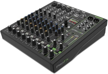 Mackie ProFX10 GO Mezclador de audio analógico de 10 canales con Bluetooth, modos de grabación USB-C, efectos GigFX+, preamplificadores ónix, ecualizador, compresión, hasta 8 horas de duración de la