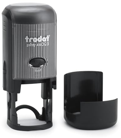 Mister Timbri Timbro Autoinchiostrante Trodat 46025 Ø25 mm Rotondo Personalizzabile - 4 Righe di Testo, Ecologico e Ideale per Dati Aziendali o Firma