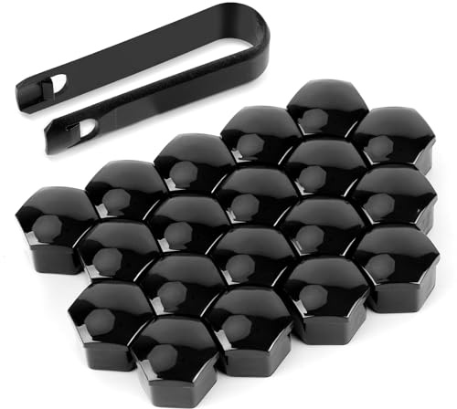 20 Pzs Cubiertas para Tuercas de Rueda, Cubiertas para Tuercas Hexagonales de 17 mm Tapas para Tuercas de Rueda Tapas Antipolvo para Pernos de Rueda para la Mayoría de los Automóviles (Negro)