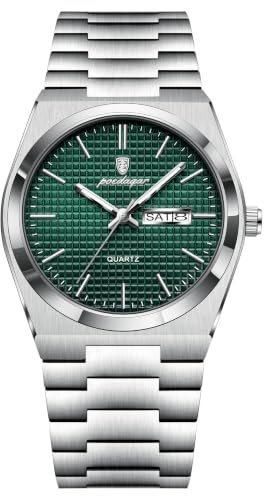 POEDAGAR Herren-Armbanduhr, modisch, Business, leuchtend, wasserdicht, Datum, Woche, Herren-Uhr, Edelstahl, lässig, Quarzuhren