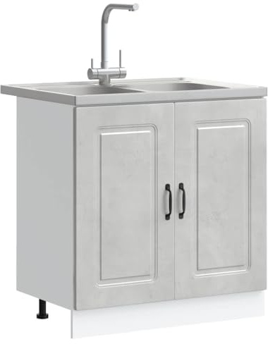 vidaXL Mueble de Cocina Kalmar Gris Concreto 80 x 46 x 81,5 cm | El acabado gris se ve increíble en cualquier cocina, Suficiente espacio para todas tus cosas de cocina,