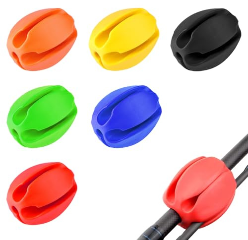 Zephyra 6 Stück Gummierter Rutenhalter – Angelruten Krawattenhalter aus Silikon, Hochfest & Wiederverwendbar, 6 Farben – Angel Zubehör für Rutenauflage, Rod Pod, Rutenständer