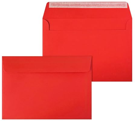 Netuno 20 Briefumschläge Rot DIN C5 16,2x22,9 cm edel und elegant | 120g glattes Farbpapier · große feine rote Kuverts für Jubiläum, Weihnachten, Advent, Nikolaus, Valentinstag & Einladungen
