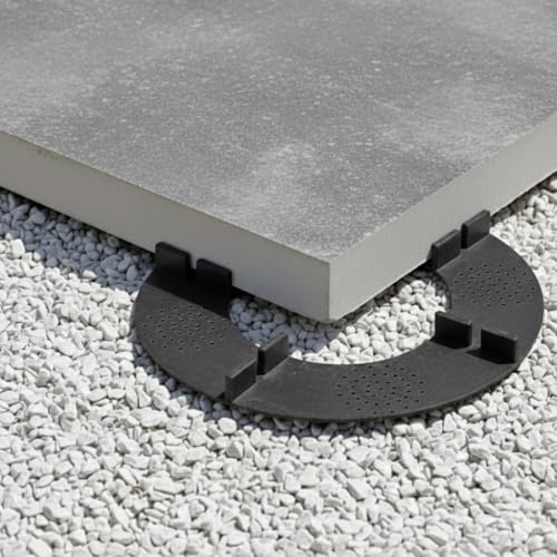 100 Stk. Kieslager Splittbett Sandbettlager Splittbettlager für Terrassenplatten Plattenlager Fugenkreuze 2 mm / 3 mm und 4 mm Fugen Kiesbettlager Tellerfugenkreuz (4 mm Fugenbreite)