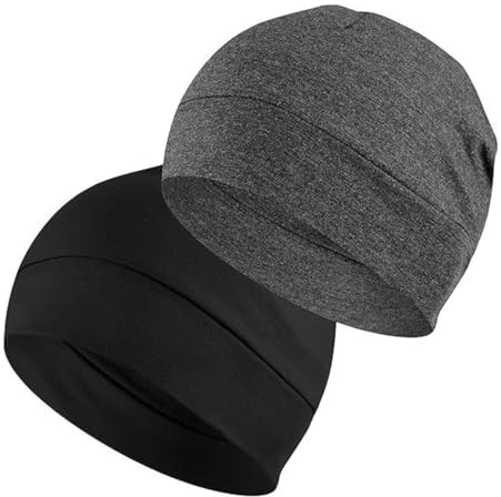 DOKRIN Cappellini da ciclismo da uomo,Confezione da due cappellini senza visiera da uomo e da donna, caldi e antivento, sportivi per l'inverno, con fodera interna adatta alla corsa.
