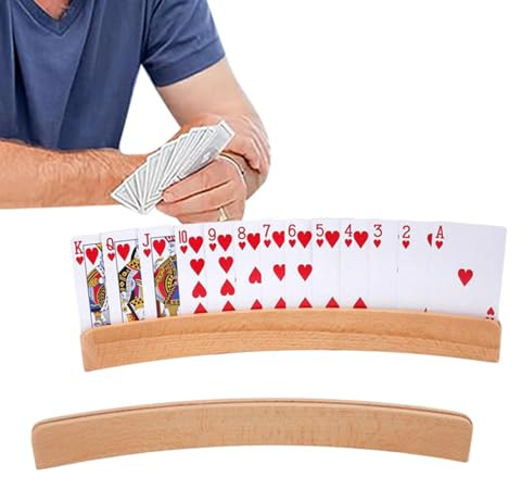 Yiohejy Spielkartenhalter, 2 Stück, gebogene Form, Holzkartenständer, Pokerhalter, Poker-Organizer, Spielzubehör für Canasta, Pinochle, Kinder, Erwachsene, Senioren