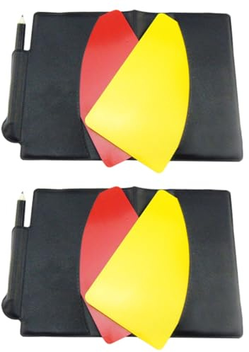 ORFOFE 2 Set Portafogli Arbitro Calcio Standard con Cartellini Rossi e Gialli Resistenti in PVC Taccuino e Penna Portatile per Partite di Calcio e Pallavolo
