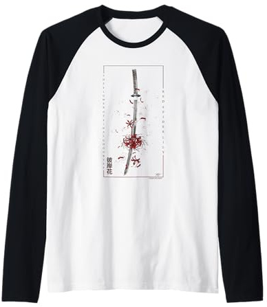 Samurai Spada Anime Ragno Giglio con Giapponese estetica Maglia con Maniche Raglan