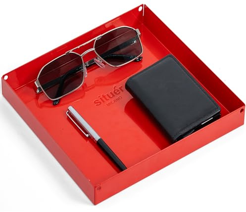 Situér Milano Svuotatasche Design Moderno 20x20cm in Metallo Verniciato Rosso Made in Italy - Vassoio Portaoggetti Versatile, Elegante e Raffinato