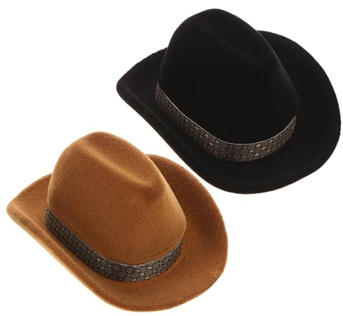 SECFOU Lot de 2 Boîtes à Bijoux en Plastique Forme Chapeau de Cowboy, Légères et Faciles à Ranger pour Décorations Romantiques et Occasions Spéciales
