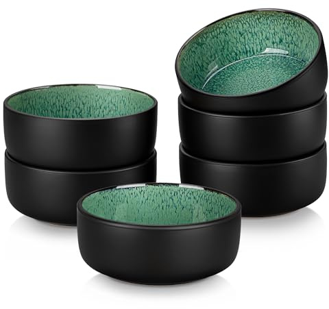 vancasso Müslischalen 6 Personen, PLAYA 6er Schüsselset Modern, 720ml Suppenschalen aus Steingut, Schüssel Set, Salatschüssel, Pastaschalen, Schalen Set Grün