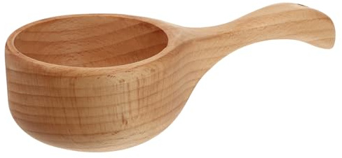 Alasum Praktische Saunakelle aus Buchenholz Robuster Holz Schöpfkelle mit Abgerundetem Griff Multifunktionaler Holzlöffel für Sauna und Bad