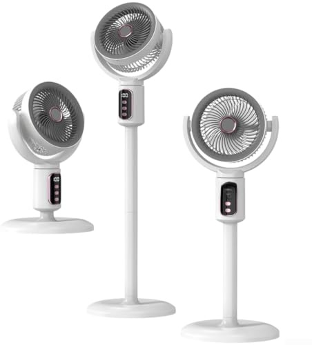 Vilgftyiet Silenzioso ventilatore da pavimento ricaricabile USB per velocità, motore brushless con telecomando, regolabile e oscillante, ventilatore portatile da terra per stanza (modello di ricarica)
