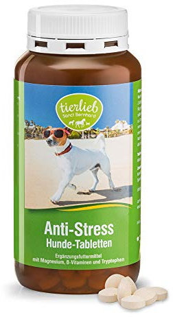 tierlieb Anti-stress hund tabletter | för hundar | magnesium, B-vitaminer & tryptophan | 340 tabletter