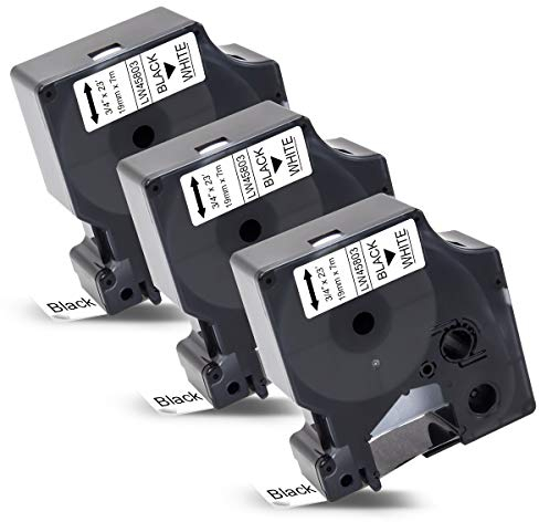 Labelwell 3x 19mm Kompatibler Schriftband Ersatz für Dynmo D1 45803 S0720830 Schwarz auf Weiß für Dynmo LabelManager 360D 420P 450D 500TS MobileLabeler PNP LabelWriter 450 DUO Beschriftungsgerät