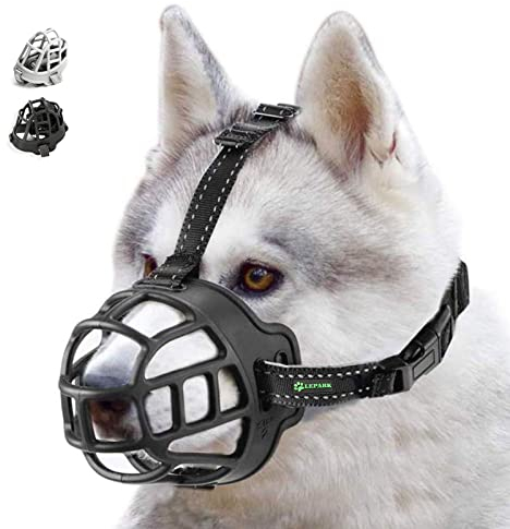 ILEPARK Korbmaulkorb für Hunde, Silikon-Korb Hund Maulkörbe, Atmungsaktiver Rundum-Abdeckung des Und Verstellbare Träger, Verhindert Bellen, Beißen und Kauen. (Größe 4,schwarz)