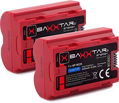 Baxxtar Pro NP-W235 Akkus (2X 2600mAh) mit NTC Sensor und Transportschale - Kompatibel mit Fuji Fujifilm GFX50s II GFX-100S GFX-100 II X-H2 X-H2S X-S20 X-T4 X-T5