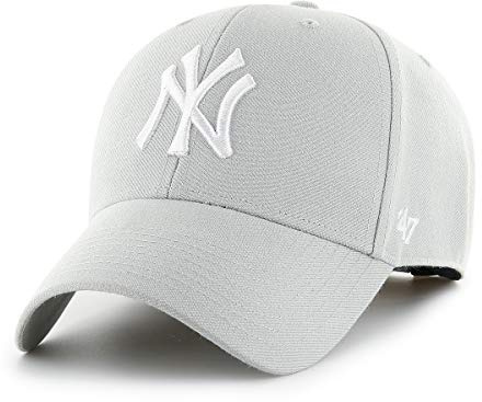 '47 MLB New York Yankees MVP Unisex-Baseballkappe, Verstellbar, Hochwertiges Design und Verarbeitung, White Logo, Light Grey