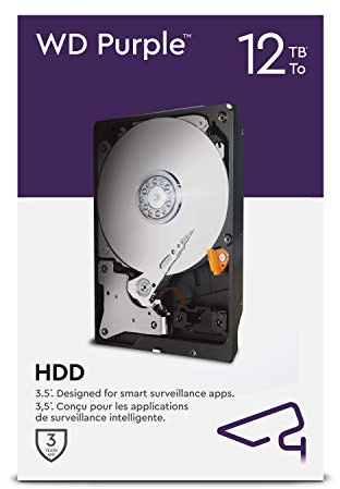 WD Purple - Disco rigido interno 12 TB Videosorveglianza 3.5, Allframe AI - 360 TB/anno, cache 256 MB, Classe 7.200 RPM