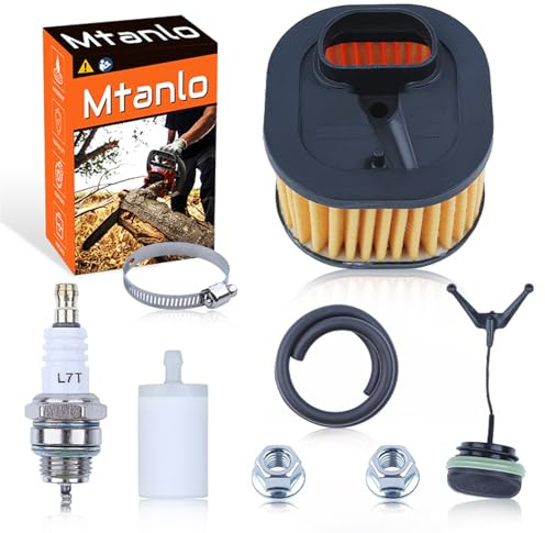 Mtanlo Luftfilter Kit für Husqvarna 372XP 371 372 XP 365 445 268 503818004 50381800 mit Stangenmutter Zündkerzen Benzinfilter Kraftstoffleitung Schlauch Öltankdeckel Ansaugrohrschelle