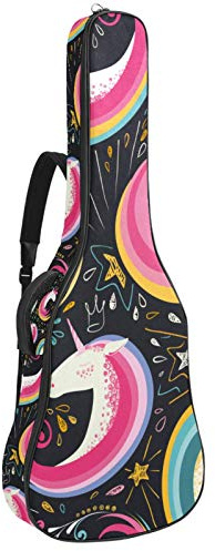 Gitarrentasche mit Reißverschluss, wasserdicht, weich, für Bassgitarre, Akustik- und klassische Folk-Gitarre, Pink / Blau