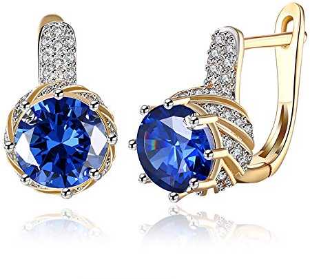 Tropfen Ohrringe Für Frauen,925 Silber Saphir Zirkon Golden Clip Ohrringe Hypoallergen Lightweight Drop Anhänger Schmuck Ohrringe Für Frauen Mädchen Party Hochzeit