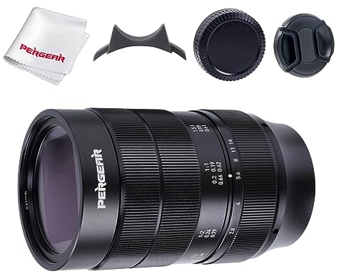 PERGEAR 60mm F2.8 II Vollformat-Makro Objektiv mit 2-facher Vergrößerung für Sony E-Mount, Manueller Fokus und Große Blende, Kompatibel mit spiegellosen Sony E-Mount-Kameras Alpha a7 a7II a7III a7R