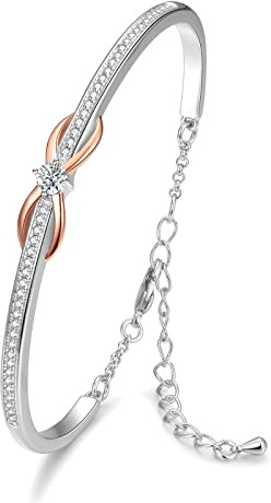 Praelinos Infinito Simbolo Pulsera para Mujer Chapado en Oro Blanco Rose Ajustable Joyería Para Regalos Para Esposa Madre Mama Novia Cumpleaños Navidad San Valentín Aniversario