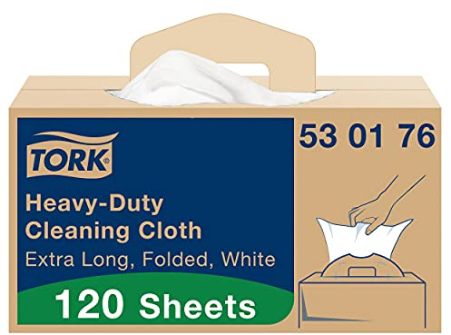 Tork Heavy-Duty Cleaning Cloth White W7, One-at-a-Time Dispensing, 1 x 120 Cloths, 530176