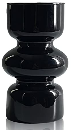 BLOFLO Black Glass Hydroponic Vase, 7Inches Glass Vase for Flower, Modern Geometric Three-Layer Floral Vases for Home Office, Wedding Table Decoration(Black)
