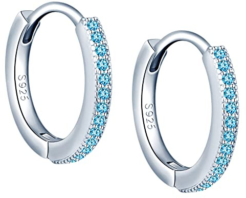 MICGIGI Donna Orecchini in argento 925 Orecchini a cerchio tondo con zirconi