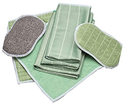 ＣＨＡＭＥＥＮ Bambus Lappen Tücher 6er Set für Fenster Küche Bad Streifenfrei Extra Fusselfrei Saugstark Nachhaltig Putztücher Geschirrtücher Fenstertücher waschbar Trockner geeignet