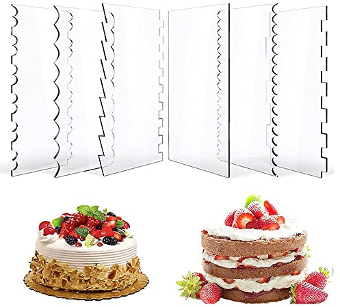 Lisseur Gateau Patisserie, 6 PCS Grattoir à Gâteau en Acrylique Transparent, 24*10 cm Peignes de Décoration de Gâteau, Grattoir Gateau Patisserie, pour Crème, Gâteau, Pâtisserie, Décoration DIY