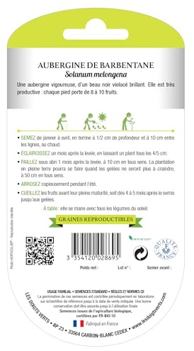 Graines aubergine de Barbentane BIO Les Doigts Verts