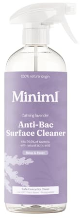 Miniml Eco Antibacterial Spray Surface Cleaner 750ml - French Lavender Scented Multi Purpose Anti-Bac Disinfectant Cleaning Product - Natural Plant Based Vegan Formula & Cruelty Free