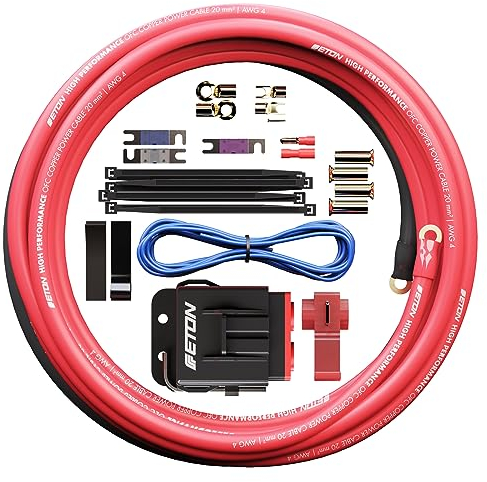 ETON PCC 10 – Hochwertiger Strom Anschluss Kabelsatz, 10 mm², Set zur Installation von Auto Verstärkern und Aktiv Subwoofern, Powerkabel Kit mit Sicherungen für Car HiFi Endstufen