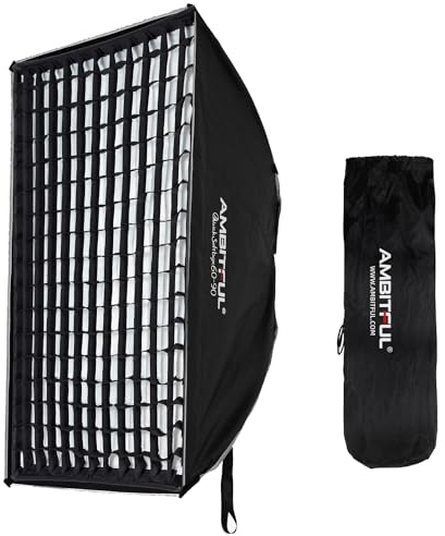 AMBITFUL Bowens Mount Softbox Schnellinstallation Softbox + Wabengitter für Studio-Stroboskop-Outdoor-Fotografie (60 x 90 cm quadratisch)