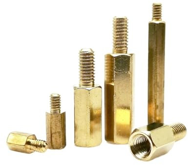 M2 M2,5 M3 M4 M5 Massives Messing Kupfer Motherboard Kupplung Steckverbinder Verbindungsmutter Sechskant Sechskant Säule Säule Abstandshalter Schraube (Color : Gold, Size : 5MM_10PCS M3)