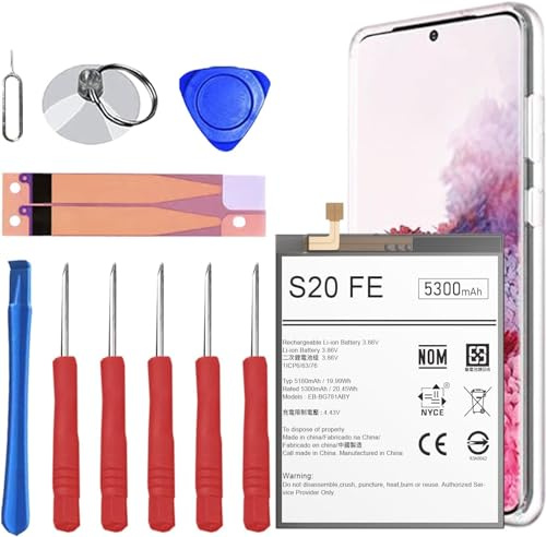 S20 FE Akku, EB-BG781ABY Modell [5300mAh] Hohe Kapazität Ersatz für S20 FE 5G SM-G781B/U/W SM-A526 A526B/DS A5260W mit Reparatur Tool Kit
