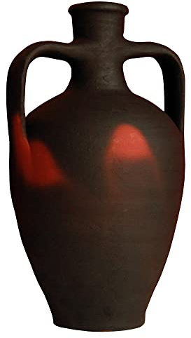 Wasserkrug mit doppeltem Griff, Flamme aus dunklem Terrakotta, Tonkrug, Weinkaraffe, Heimdekor-Vase, Keramikglas, Küchengeschenk
