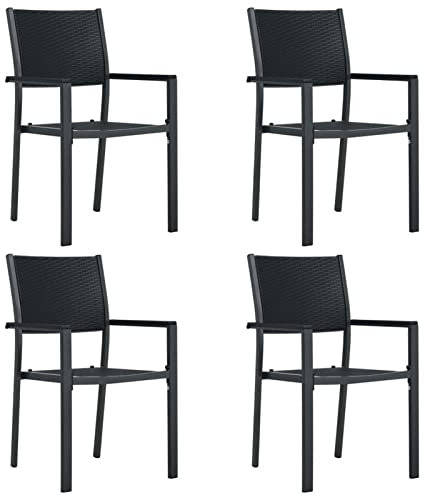 ZEYUAN Gartenstühle 4 STK. Gartenmöbel, Balkonstühle, Hochlehner, Balkonmöbel, Bistrostuhl, Garten Stühle, Sit Möbel, Armlehnenstuhl, Schwarz Kunststoff Rattan-Optik