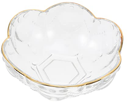 Mikinona Transparente Glasschale Mit Goldenem Rand Japanisch Inspirierte Dessert Salatschüssel in Blütenform Vielseitig Verwendbare Obstschale Für Familie Party Und Gastronomie