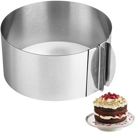 Anillo para Tartas Ajustable, Círculo de Pastel de acero Inoxidable, Molde Redondo Ajustable, para Cocina, Hornear, Diseño De Postre Y Decoración De Pasteles, Plata (Alto: 8 cm).