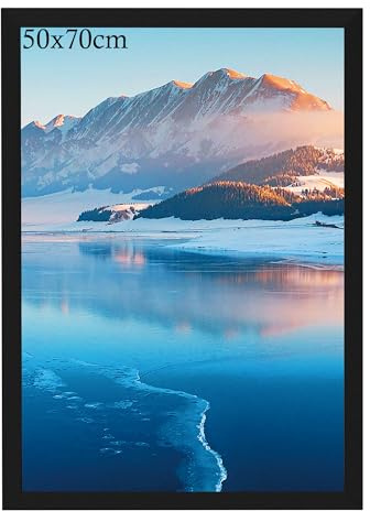 DTXDTech Bilderrahmen 50x70cm, Rahmen Schwarz Holz, 50 x 70 Fotorahmen, Bilderrahmen für 50x70 Druck, Schlafzimmer und Wohnzimmer Dekoration
