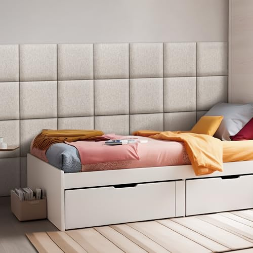 [neu.haus] Väggkuddar Carpino set om 4 30 x 30 cm, väggkudde, textil, grå, väggpaneler, vadderad huvudgavel för säng, klädselpanel för limning